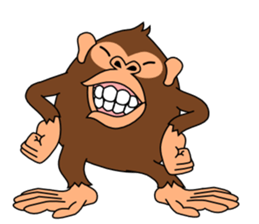 This monkey has two big feet. sticker #6519736