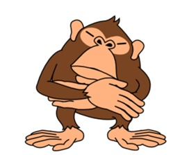 This monkey has two big feet. sticker #6519742