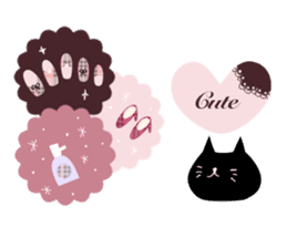 Otona Kawaii Black Cat Sticker. sticker #6524560