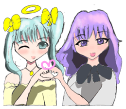 crazy angel and devil feminine sticker #6525142