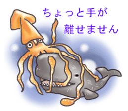 Flapjack octopus and deep sea creatures. sticker #6527701