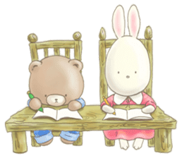 Cute bear and rabbit 2 by Torataro sticker #6532312