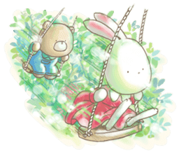 Cute bear and rabbit 2 by Torataro sticker #6532318