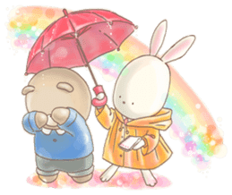 Cute bear and rabbit 2 by Torataro sticker #6532325