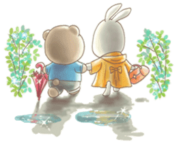 Cute bear and rabbit 2 by Torataro sticker #6532326