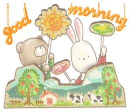 Cute bear and rabbit 2 by Torataro sticker #6532333