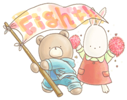 Cute bear and rabbit 2 by Torataro sticker #6532338