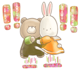 Cute bear and rabbit 2 by Torataro sticker #6532340