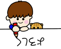 A boy and girl and a cat and dog sticker #6539748