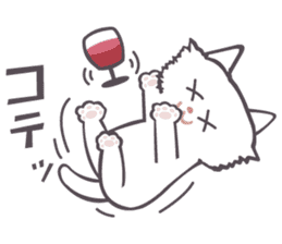 Drunk white cat Sticker sticker #6553707