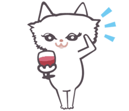 Drunk white cat Sticker sticker #6553708