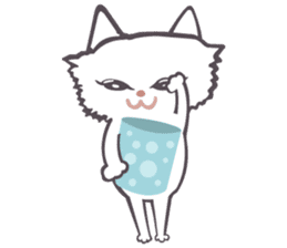 Drunk white cat Sticker sticker #6553726