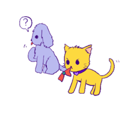 Dog and yellow cat sticker #6554285