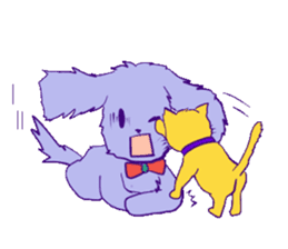 Dog and yellow cat sticker #6554287