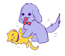 Dog and yellow cat sticker #6554298