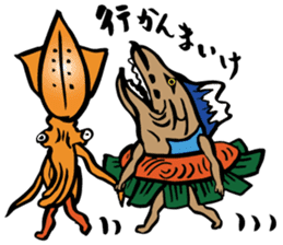 Mr.Masu sushi and Mr.Firefly squid. sticker #6576915