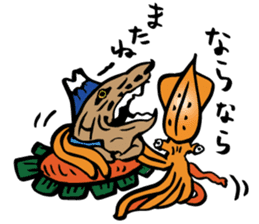 Mr.Masu sushi and Mr.Firefly squid. sticker #6576942