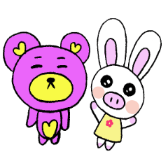 Carestackerofthepurplebearandpigrabbit.