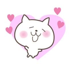 White cute cat and chick sticker #6603867