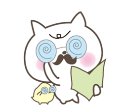 White cute cat and chick sticker #6603884