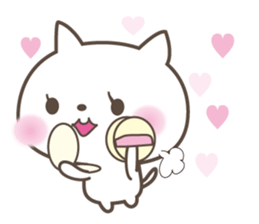 White cute cat and chick sticker #6603885