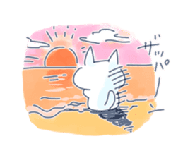 Yururi white cat sticker #6611722