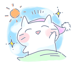 Yururi white cat sticker #6611736