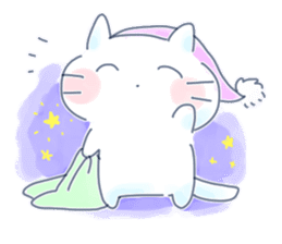 Yururi white cat sticker #6611737