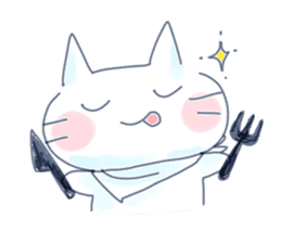 Yururi white cat sticker #6611742