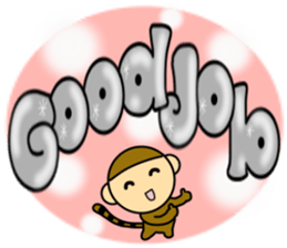 Handwritten English and little monkey. sticker #6622499