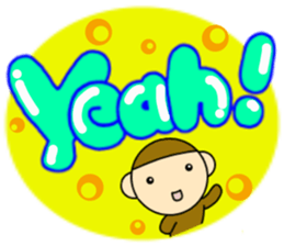 Handwritten English and little monkey. sticker #6622513