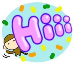 Handwritten English and little monkey. sticker #6622519