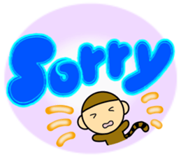 Handwritten English and little monkey. sticker #6622532