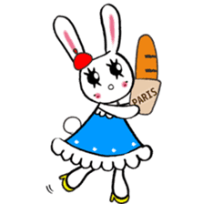 Kawaii cute useful rabbit in Paris sticker #6635819