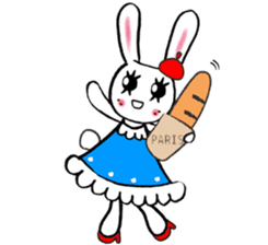Kawaii cute useful rabbit in Paris sticker #6635825
