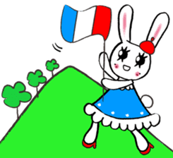 Kawaii cute useful rabbit in Paris sticker #6635826