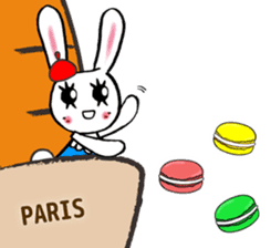 Kawaii cute useful rabbit in Paris sticker #6635828