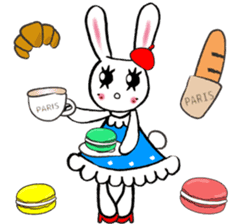 Kawaii cute useful rabbit in Paris sticker #6635836