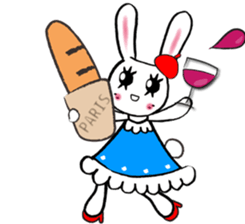 Kawaii cute useful rabbit in Paris sticker #6635842