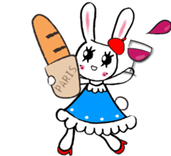 Kawaii cute useful rabbit in Paris sticker #6635842