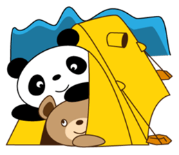 A pretty bear and panda climb a mountain sticker #6648618