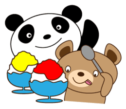 A pretty bear and panda climb a mountain sticker #6648638