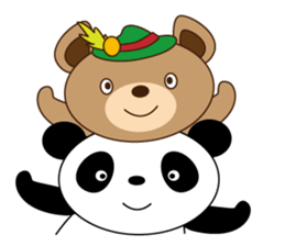 A pretty bear and panda climb a mountain sticker #6648654