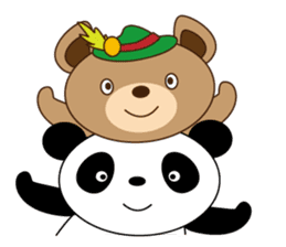 A pretty bear and panda climb a mountain sticker #6648654