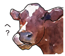 Watercolor cattle sticker sticker #6661917