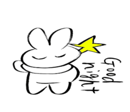 Brush pen rabbit English sticker #6664376