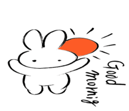 Brush pen rabbit English sticker #6664377