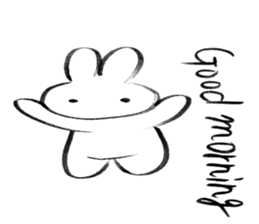 Brush pen rabbit English sticker #6664378