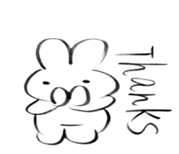 Brush pen rabbit English sticker #6664379