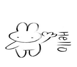 Brush pen rabbit English sticker #6664381